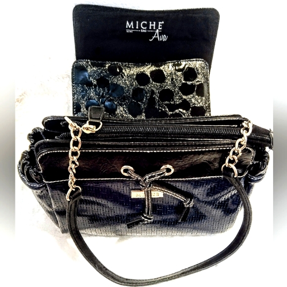 🦁Dan's Find🦁NWOT💕MICHE Black Satin Base Bag! Ava & Jean Transforming Covers - Picture 5 of 8
